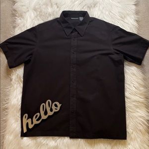 DKNY Short Sleeved Button Down Shirt w/ pinstripes